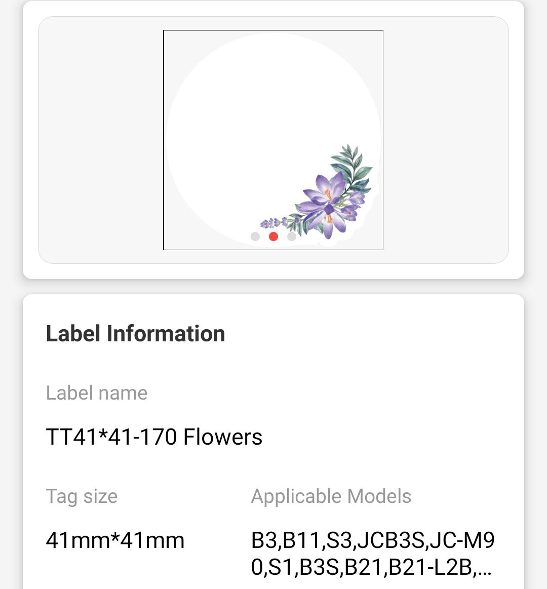 NB474 - NIIMBOT - B1 / B21 / B3S - 41*41MM - 170 LABELS PER ROLL - WHISPERING FLOWERS DESIGN - TRANSPARENT