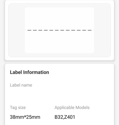 NB483 - NIIMBOT - Z401 ONLY - THERMAL TRANSFER LABELS - P38*25+36-450 WHITE CABLE