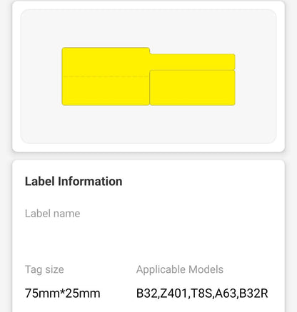 NB492 - NIIMBOT - SLEGS Z401 - TERMIESE OORDRAGETIKETTE - P38*25+37-500 MEERDOELIGE GEEL KABEL 
