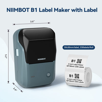 NB493 - NIIMBOT - B1 - PORTABLE THERMAL LABEL BLUETOOTH PRINTER INCL FREE WHITE LABEL (50X30MM)