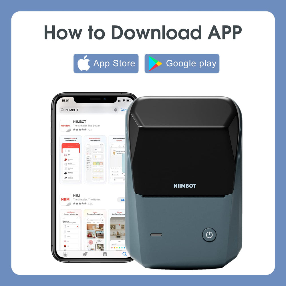 Nimbot NB493 - NIIMBOT - B1 - PORTABLE THERMAL LABEL BLUETOOTH PRINTER INCL F ...