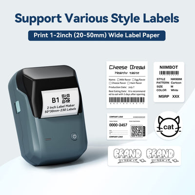 NB493 - NIIMBOT - B1 - PORTABLE THERMAL LABEL BLUETOOTH PRINTER INCL FREE WHITE LABEL (50X30MM)