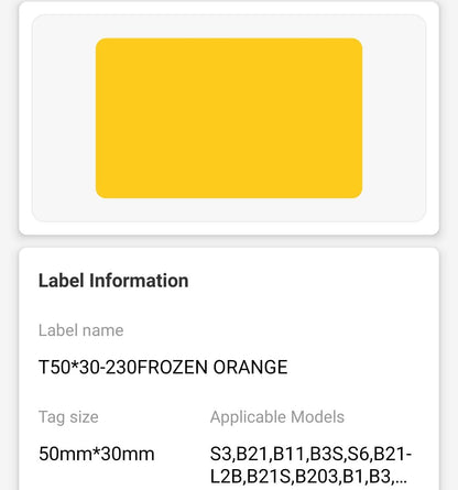 NB494 - NIIMBOT - B1 / B21 / B3S - T50*30MM - 230 THERMAL LABELS - FROZEN ORANGE