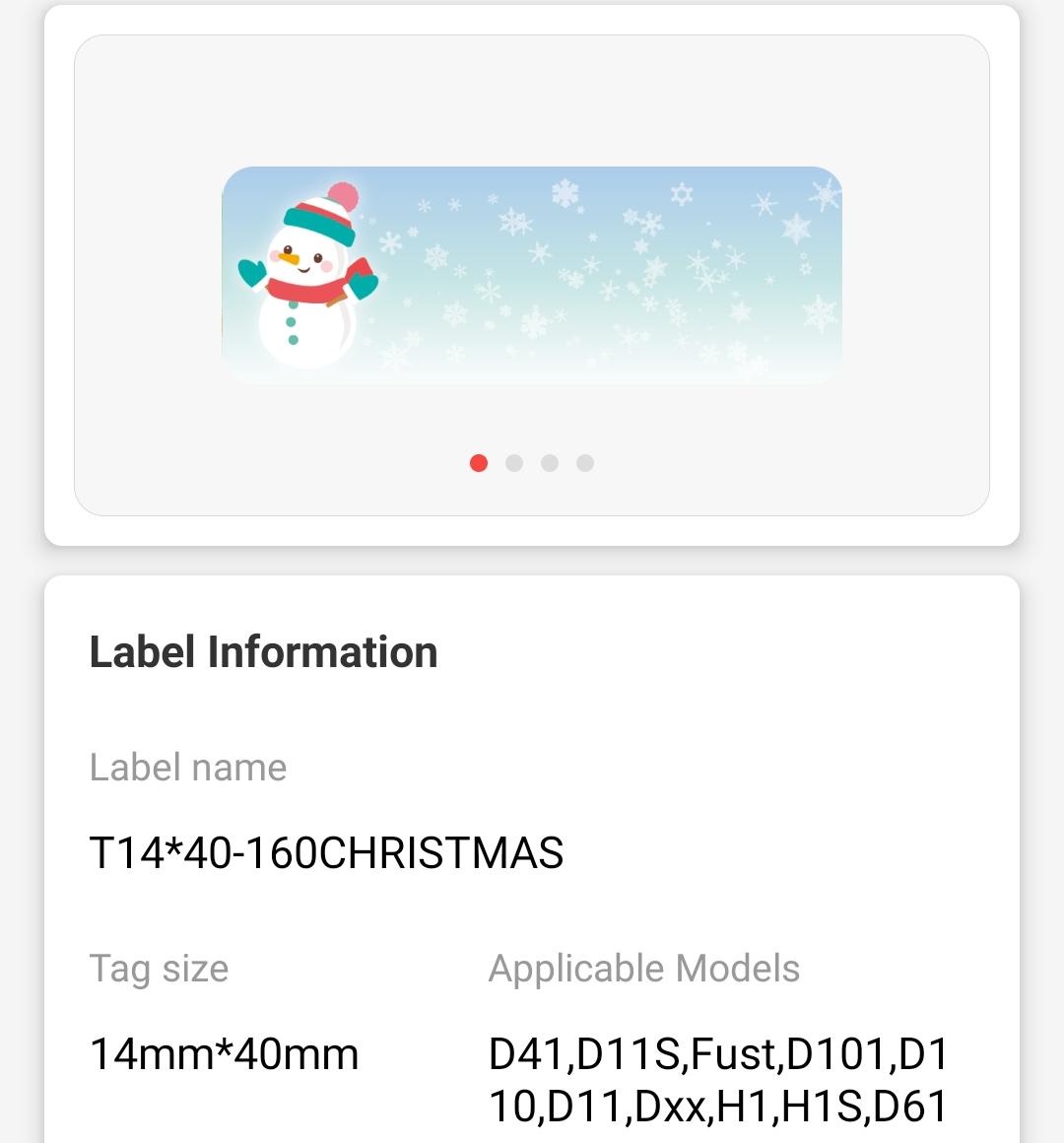 NIIMBOT Etiketten voor D11/D110/D101 labelprinters, printeretiketten 14 x 50 mm, waterbestendige, oliebestendige stickeretiketten, 1 rol met 130 naambordstickers (Kerstmis NIIMBOT Etiketten voor D11/D110/D101 labelprinters, printeretiketten 14 x 50 mm, waterbestendige, oliebestendige stickeretiketten, 1 rol met 130 naambordstickers (Kerstmis