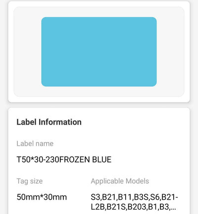 NB507 - NIIMBOT - B1 / B21 / B3S / B4 - 50X30MM - 230 BLUE FREEZER LABELS