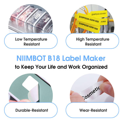 NB382 - NIIMBOT - B18 - BLUETOOTH THERMAL TRANSFER LABEL PRINTER INCL FREE LABEL & RIBBON (14*50MM - WHITE)